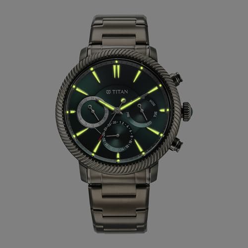 Titan Regalia Stellar Quartz Green Dial Men's Watch Grey - Image 3