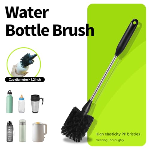 Image of 5 Pack Bottle Brush, 15in Stainless Steel Water Bottle Brush, 3 Straw Brushes, for Cleaning Baby Bottles, Sports Water Bottle, Wine Decanters, Coffee Mug, Narrow Bottle, Tumblers, Flasks, Round Head