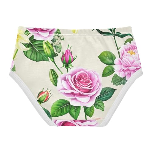 Realistic Pastel Colorful Roses Beige Toddler Underwear Custom 2t Cotton Panties Little Girl Florals Briefs Underpants2