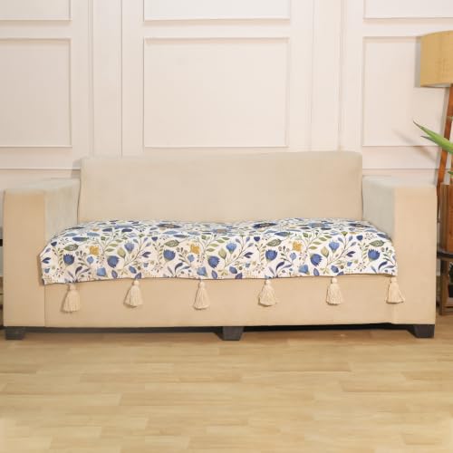 Image of STITCHNEST 'Eden Weaves Collection Series' 3 Seater Sofa Cover| Elegant Woven Fabric, Decorative Tassels, Washable & Durable for Modern Living
