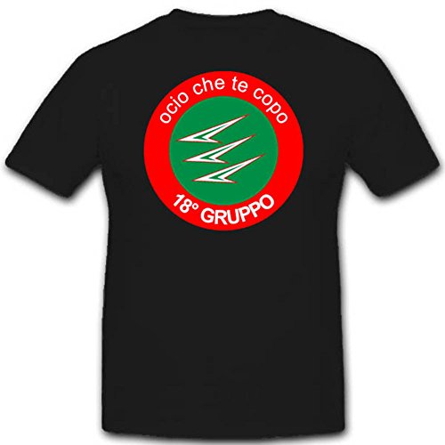 T-shirt XXXXL armée de l'air italienne 18° Gruppo Caccia noir