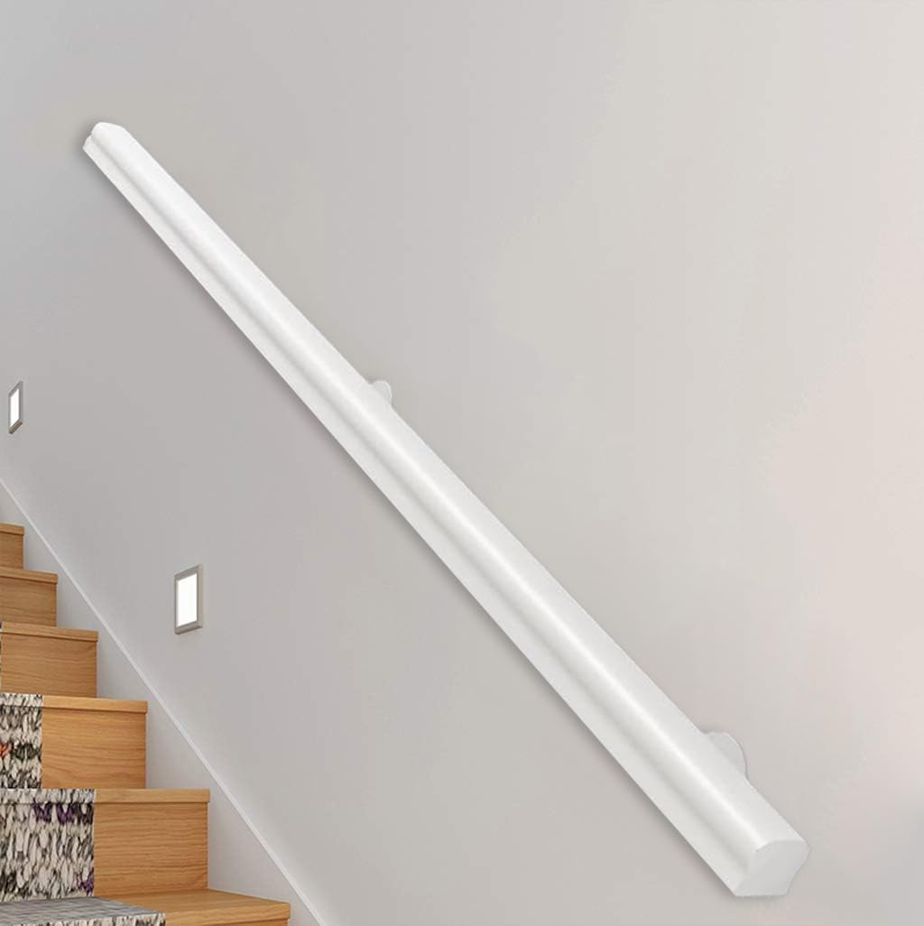 Wooden Stair Handrails, White handrails, Indoor Anti-Slip Handrails, Attic Stair Decoration, Corridor Support Rods, Wall Handrail with Installation Kit. (White, 80cm)