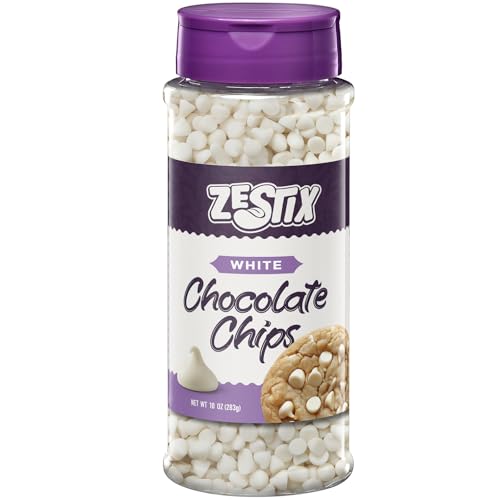 White Chocolate Chips for Baking 10oz – Premium Dairy Free Baking Chips in a Convenient Flip Top Bottle – Perfect for Cookies, Hot Chocolate, Desserts, Melting & Snacking – Zestix White Chocolate Chips