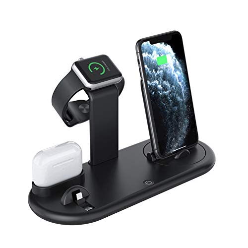 Kabelloses Ladestation, QI Wireless Charger, 7 in 1 drahtlose Ladegerät (mit 36W DC Netzteil) für Apple Watch 5/4/3/2/1,AirPods Pro, iPhone SE