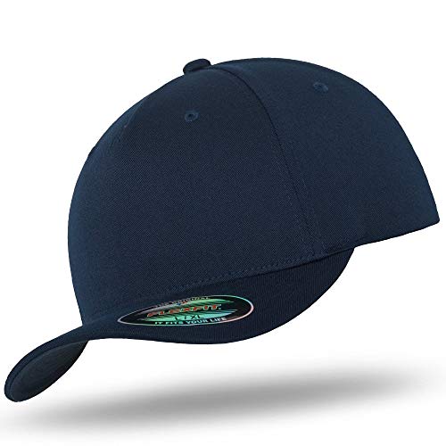 Urbandreamz Original Flexfit Casquette Baseball Casquette de Baseball Cap 5 Panneau dans Bundle avec UD Tête de Mort Bandana dans Beaucoup de Couleurs - Marine, S/M Cover