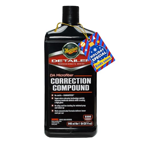 Meguiar's DA Microfiber Correction Compound D30032 - Pro Car Scratch Remover, for Use with a DA Polisher and Microfiber Cutting Disc, Remove Swirls, Scratches, Water Spots, and Oxidation, 32 Oz