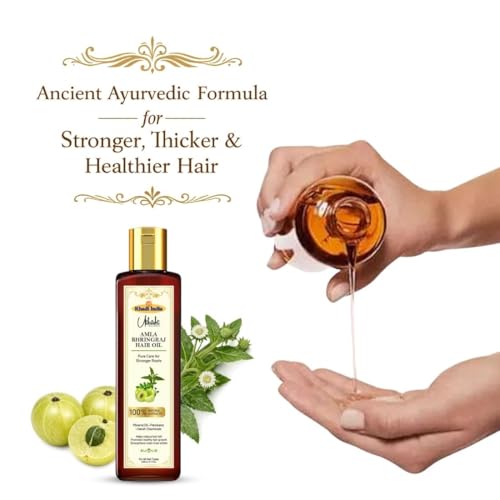 Image of Khadi Utkrisht Amla Bhringraj Hair Oil for Hair Growth & Hair Fall Control | Ayurvedic Herbal Oil for Strong, Thick & Healthy Hair | Suitable For All Hair Types- 200ML