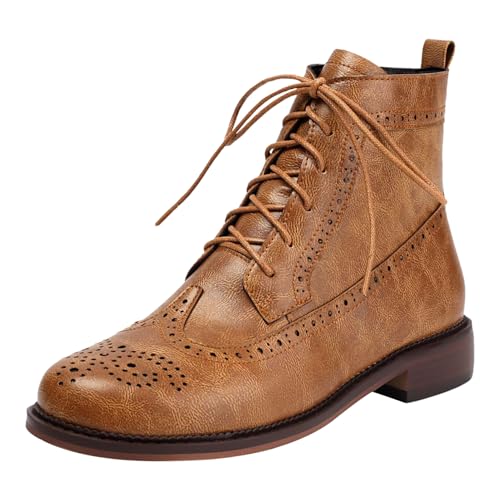 Bottines brogues femmes ANUFER rétro à lacets et fermeture éclair