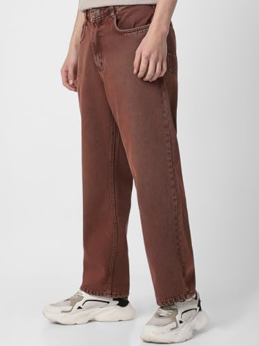 Image of Neostreak Men's Loose Baggy Fit Heavy Washed Jeans Non-Stretchable