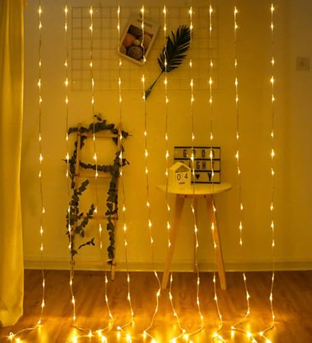 Desidiya 200 LED Waterfall Curtain Lights 3x2M Warm White 8 Modes