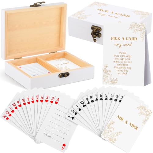 AceOrbit 57 Pack Golden Wedding Guest Book Playing Card Set with Wooden Box