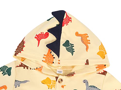 HenzWorld Bébé Garçons Animal À Capuche Barboteuse Dinosaure Tenues À Manches Longues Body À Capuche D'Hiver Pyjamas en Coton Combinaison Dors Doux Onesies Boutons Vêtements - Image 5