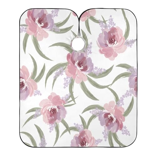 Capa para corte de cabello lavanda Flowers impermeable profesional para barbería con cierre ajustable de broche miniatura 2