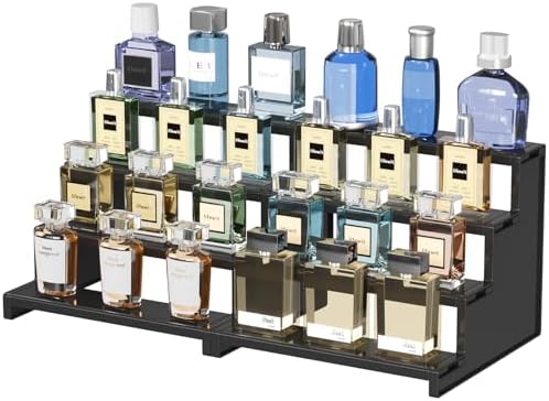 Lifewit Cologne Organizer for Men, 4 Tier Plastic Perfume Stand, Tool-free Assembly, Display Shelf for Fragrance, Aftershave, Skincare, Makeup for Vanity, Bedroom, Bathroom Storage, 9 Inch,2 Pcs