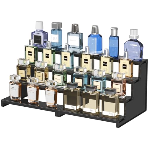 Lifewit Cologne Organizer for Men, 4 Tier Plastic Perfume Stand, Tool-free Assembly, Display Shelf for Fragrance, Aftershave, Skincare, Makeup for Vanity, Bedroom, Bathroom Storage, 9 Inch,2 Pcs