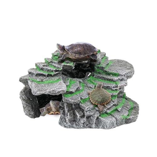 Moonorange Turtle Basking Platform Turtle Tank Decoration for Aquariums & Terrarium Turtle Lizard Reptile Habitat Hideout (Black)