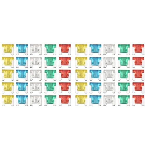 Set de 50 fusibles mini de perfil bajo para auto, camión y RV, con amperajes 10, 15, 20, 25 y 30 AMP miniatura 4