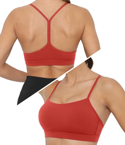 Image of Sports Bra for Women Low Impact Racerback Workout Bras Sexy Thin Straps Yoga Sport Bras with Removable Pads