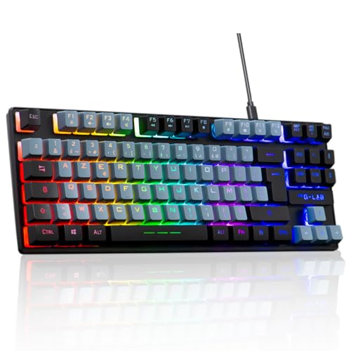 The G-Lab Keyz Caesium TKL - teclado Gamer TKL 87 teclas com cabo USB AZERTY, RGB personalizável, macros programáveis - teclado para jogos compacto sem teclado numérico - PC/PS4/PS5/XBOX
