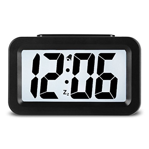 Hense Creative Nightlight Despertador Reloj De Mesa De La Cama Reloj Electrónico Batería Operado Mute Despertador Luminoso con Luz Ajustable(HA35 Negro)