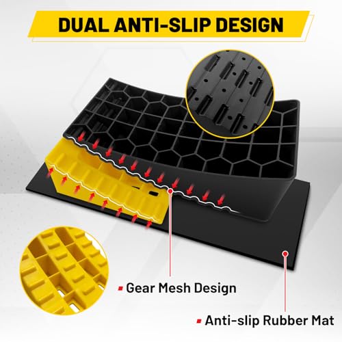 Image of ROBLOCK RV Leveling Blocks Up to 35000 LBS, Camper Leveling Blocks with Chocks, Anti-Slip Mats, Carry Bag, RV Leveling System for Travel Trailers, 4 inch Max Leveling Height, 2 Packs, Yellow