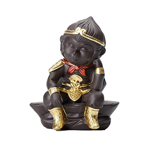 Kingzhuo Figuras coleccionables de muñecas, mono, rey mono, estatua de Sun Wukong, figuras coleccionables, adornos de cerámica, decoración adorable regalo (9 x 11 cm)