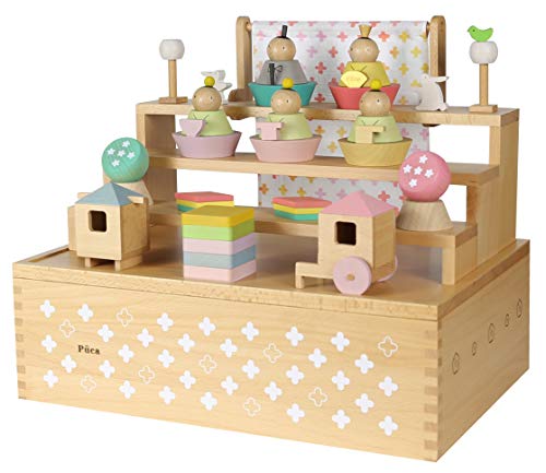 プーカのひなにんぎょう HAKO ハコ Puca 雛人形 収納飾り 五人飾り コンパクト ミニ 木製ひな人形 積み木