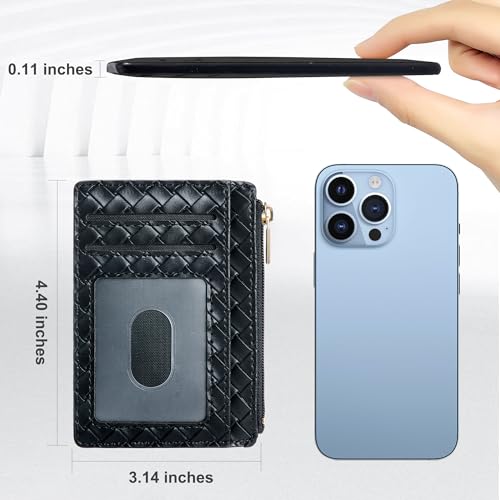 Image of Tipmile Mens RFID Wallet, Small Slim Business Credit Card Holder, Mens Gift | Mini Tiny Cute ID Case, Minimalist Zipper Pocket Wallet, Thin Coin Purse, Mothers Gift