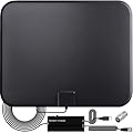 TV Antenna for Smart TV Indoor, TV Antenna for Local Channels,Support 4K 1080p with Signal Booster, 18FT Coax HDTV Cable (Black)
