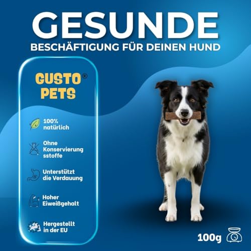 GUSTO PETS Dörrfleisch Schwein für Hunde - 100% natürlicher Snack Jerky, Proteinreich, Schonend getrocknet, Ideal als Trainingsbelohnung - Ergänzungsfuttermittel, Hergestellt in der EU