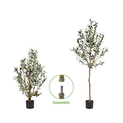 Realead 5Ft Artificial Olive Tree, Large Fake Potted Olive Silk Tree Faux Olive Plants In Plastic Nursery Pot, Artificial Trees For Modern Home Office Living Room Floor Decor Indoor (60In) #TOP6