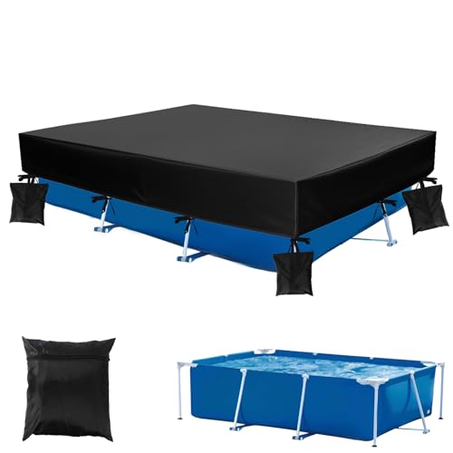 8.5x5.6x1 Ft Rectangle Pool Cover for Above Ground Pools, Heavy-Duty 210D Oxford Fabric Cover with 4 Sandbags & 1 Storage Bag