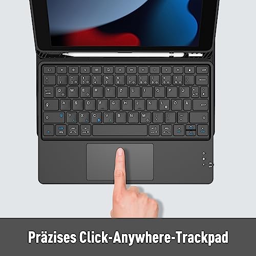 FINTIE Kabellose Bluetooth Tastatur mit Touchpad, Schwarz – Ansicht 4