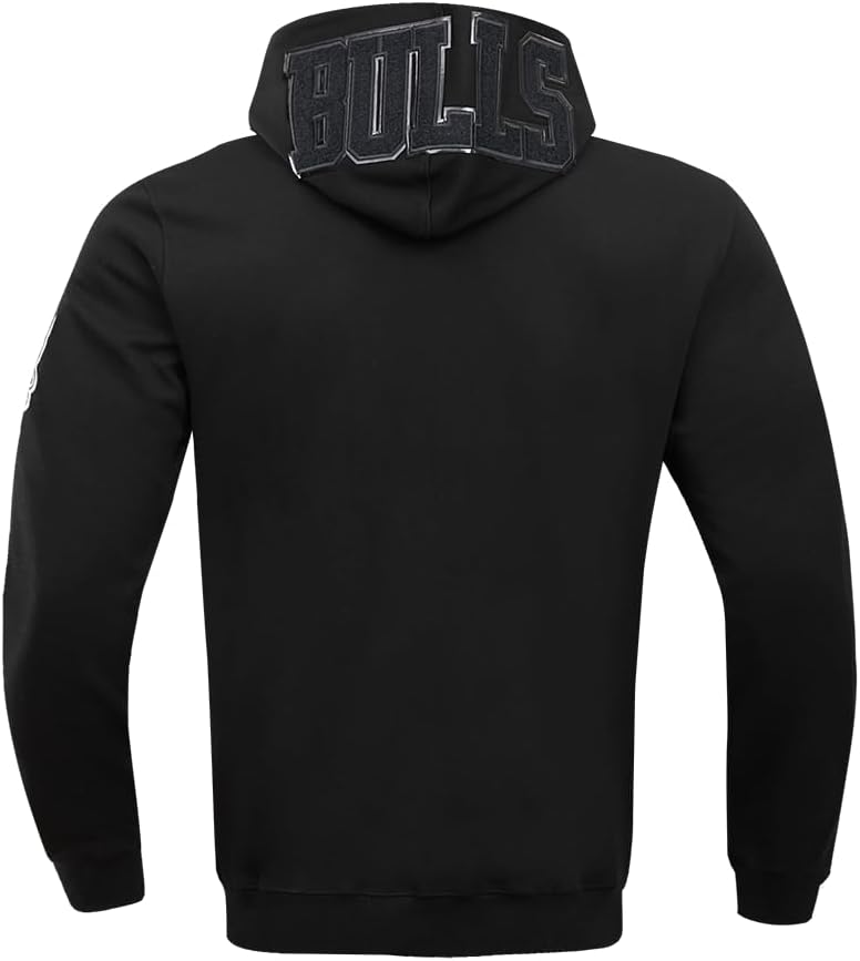 Pro Standard Mens NBA Chicago Bulls Classic Triple Black Full Zip Hoodie Black M - Image 3