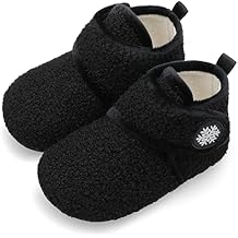 Scurtain Unisex Kids Toddler Slippers Socks Artificial Woolen Slippers with Non-slip Rubber Sole