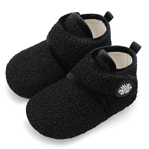 Image of Scurtain Unisex Kids Toddler Slippers Socks Artificial Woolen Slippers with Non-slip Rubber Sole