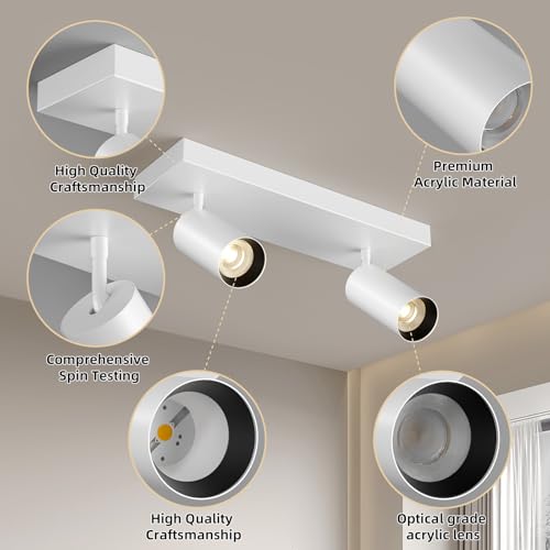 Image of Spotlight Indoor Ceiling LED Light,2 Lights 40W Modern Spot Light Fixtures 4000K White Accent 300Adjustable Picture Painting For Living Room Bedroom Hallway Gallery Flush Mount Directional Lighting