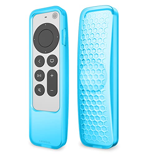 Fintie 2-in-1 Protective Case for 2021 2022 Apple TV Siri Remote and AirTag - Lightweight Anti Slip Shockproof Cover for Apple TV 4K / HD Siri Remote Controller (2nd Gen / 3rd Gen) SkyBlue Glow