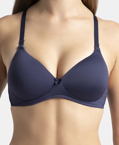 Image of Jockey 1819 Women's Wirefree Padded Microfiber Nylon Elastane Stretch Full Coverage Multiway Styling T-Shirt Bra with Magic Under Cup