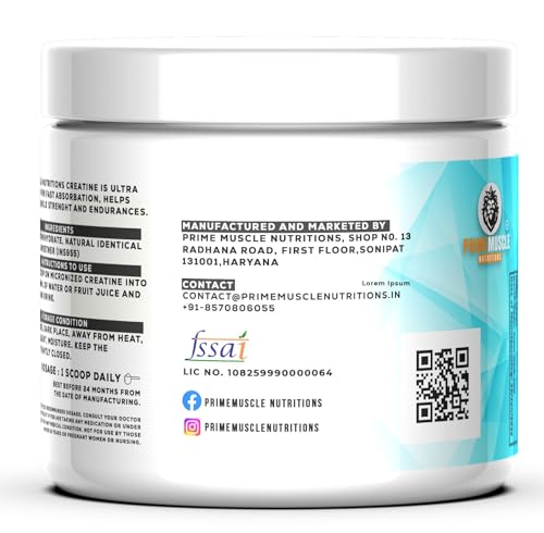 Primemuscle Nutritions Creatine Monohydrate Powder (100G+SHAKER, Unflavoured)