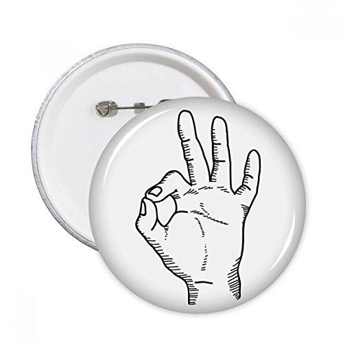 Badge vêtement Dessin OK ligne Gesture décoration pins rond L
