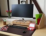 Osco Bamboo Monitor Stand Riser with 2 Drawers – Fully Assembled Sustainable MOSO Bamboo Desk Raiser for Computer or Laptop – Natural Wood Finish, 11×47×18 cm - Image 4