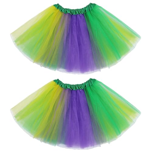 Zando 2 Pack Mardi Gras Tutu for Toddler Girls Mardi Gras s Outfit for Girls Kids 4 Layers 2-8 Years Halloween Princess Puffy Tulle Dance Skirt Birthday Party Dress up Soft