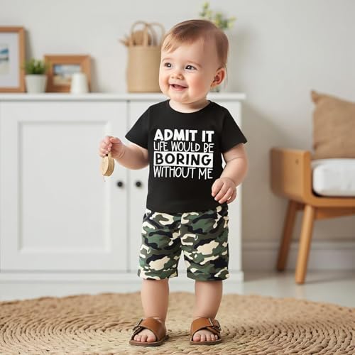 wdehow Toddler Kids Baby Boy Summer Clothes Sets 1T 2T 3T 4T 5T Letter Print Short Sleeve Tops Camouflage Shorts Outfits3