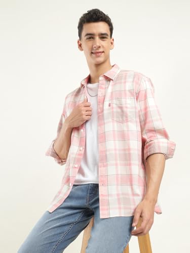 Image of Levi's Men Cotton Checkered Slim Fit Shirt