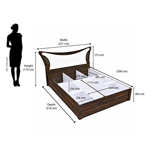 Image of Nilkamal Estana Engineered Wood King Bed with Hydraulic Storage (Color - Brown; Delivery Condition - Knock Down)