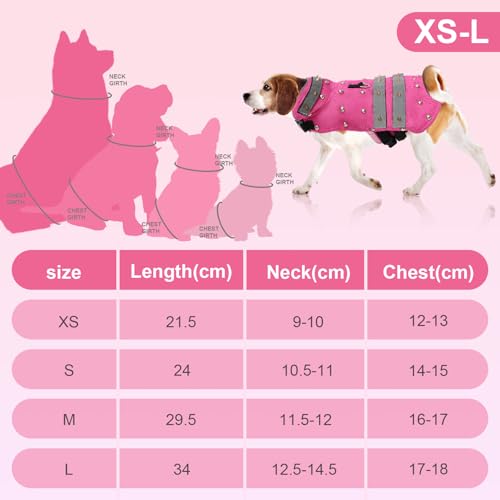 Spitze Hundeweste, Hundeschutzweste, wasserdichte Haustiergeräte, widerstandsfähig gegen Bisse von Vorwolfen und Anderen großen Hunden, geeignet für Katzen, Hunde und Kaninchen, rosa (M)