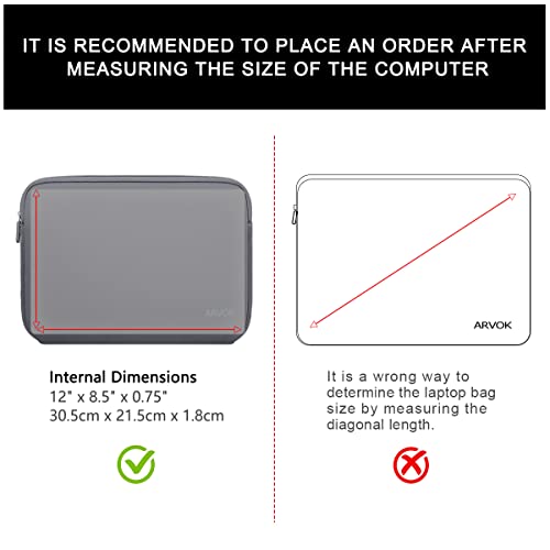 Image of Arvok 11 11.6 12 Inch Laptop Sleeve Case for MacBook Air 12, Water-Resistant Neoprene Notebook Computer Tablet Sleeve, Carrying Bag Cover for Chromebook /HP /Dell /Lenovo /Asus /Acer, Gray