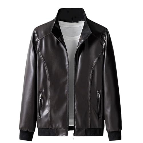Manteau en cuir pour hommes veste cargo décontractée pour moto zippé