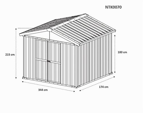 Box acciaio casetta giardino in lamiera deposito attrezzi 3.60 x 1.75 m x h 2.12 m - 110 kg - 6,30 mq (Verde)
